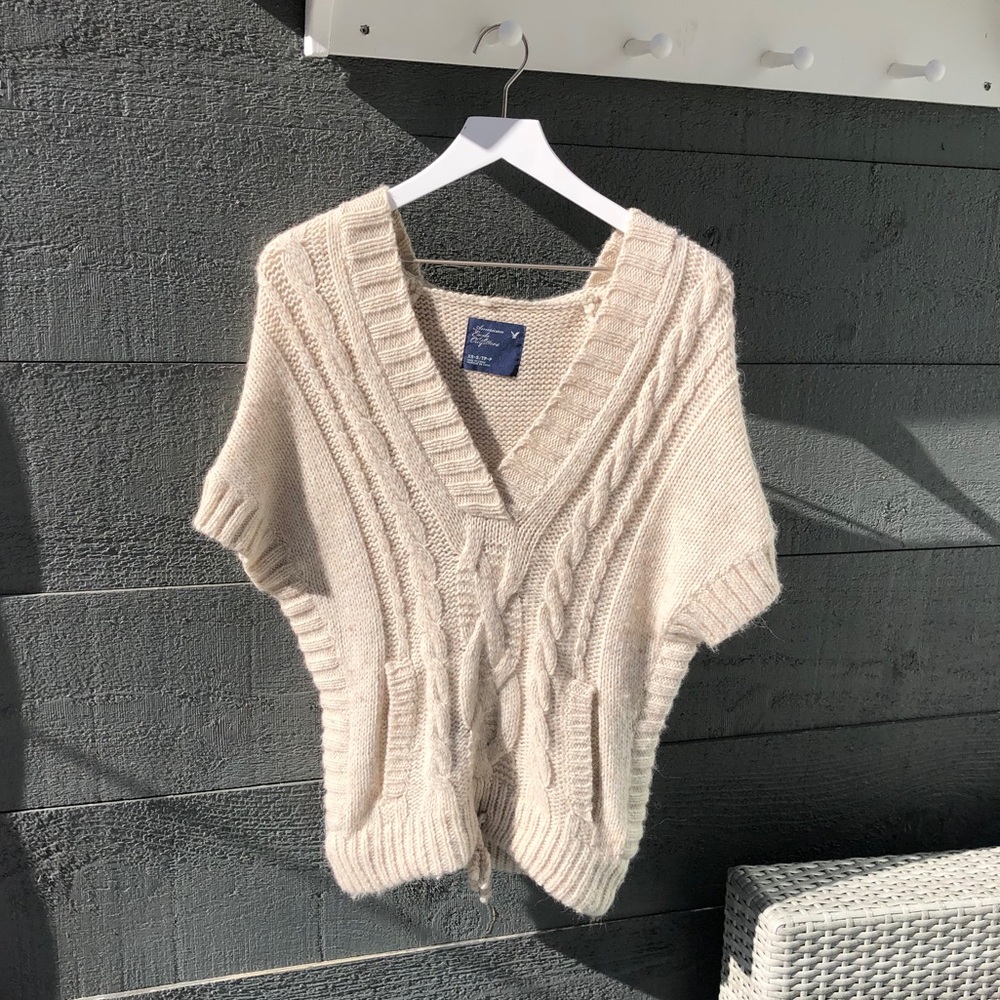 American Eagle Cozy Cream short-sleeve sweater